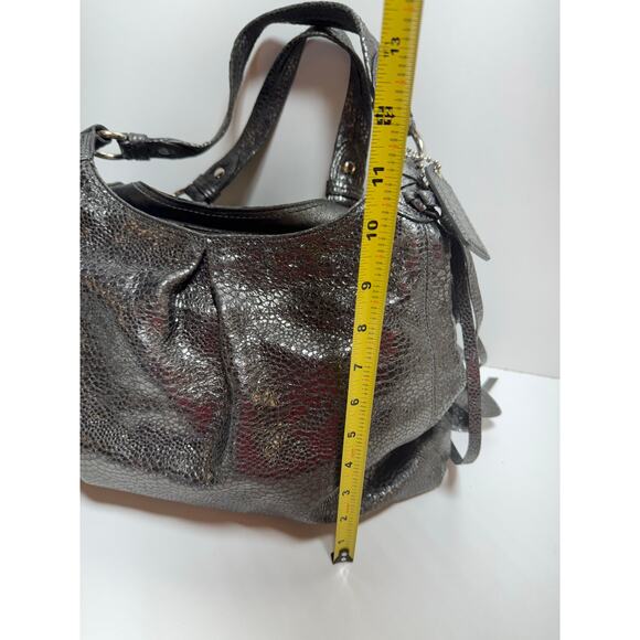Coach Maggie Crinkle Gunmetal Silver Python Metallic Hobo Bag 13901 - Picture 14 of 15